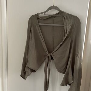 Tie-Front Olive Blouse